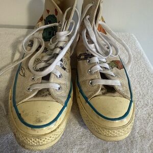 Tyler the Creator converse chucks Canvas High-Top Sneakers with Graphic Design